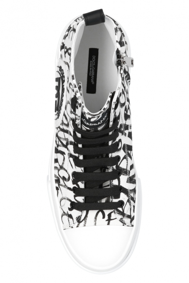 DOLCE & GABBANA ホルトフィノ ロ トッフ スニカ 【関税込】 Calfskin Portofino sneakers with embroidery and studs in